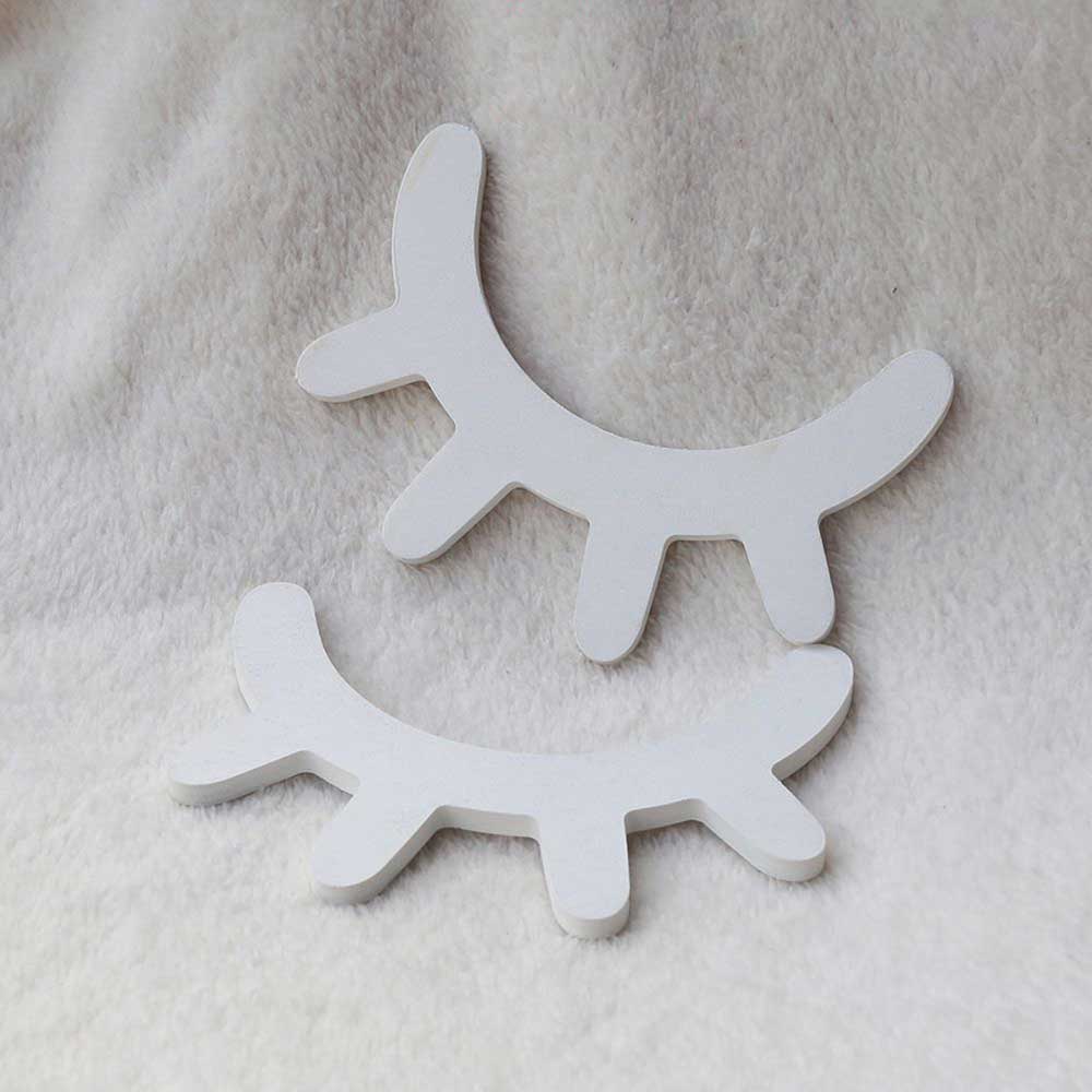 Baby Bed Bumper Ins Style Wooden Eyelashes Wall Sticker Baby Room Decor Photography Props Cartoon 5 Colors: 0.65cm white bag