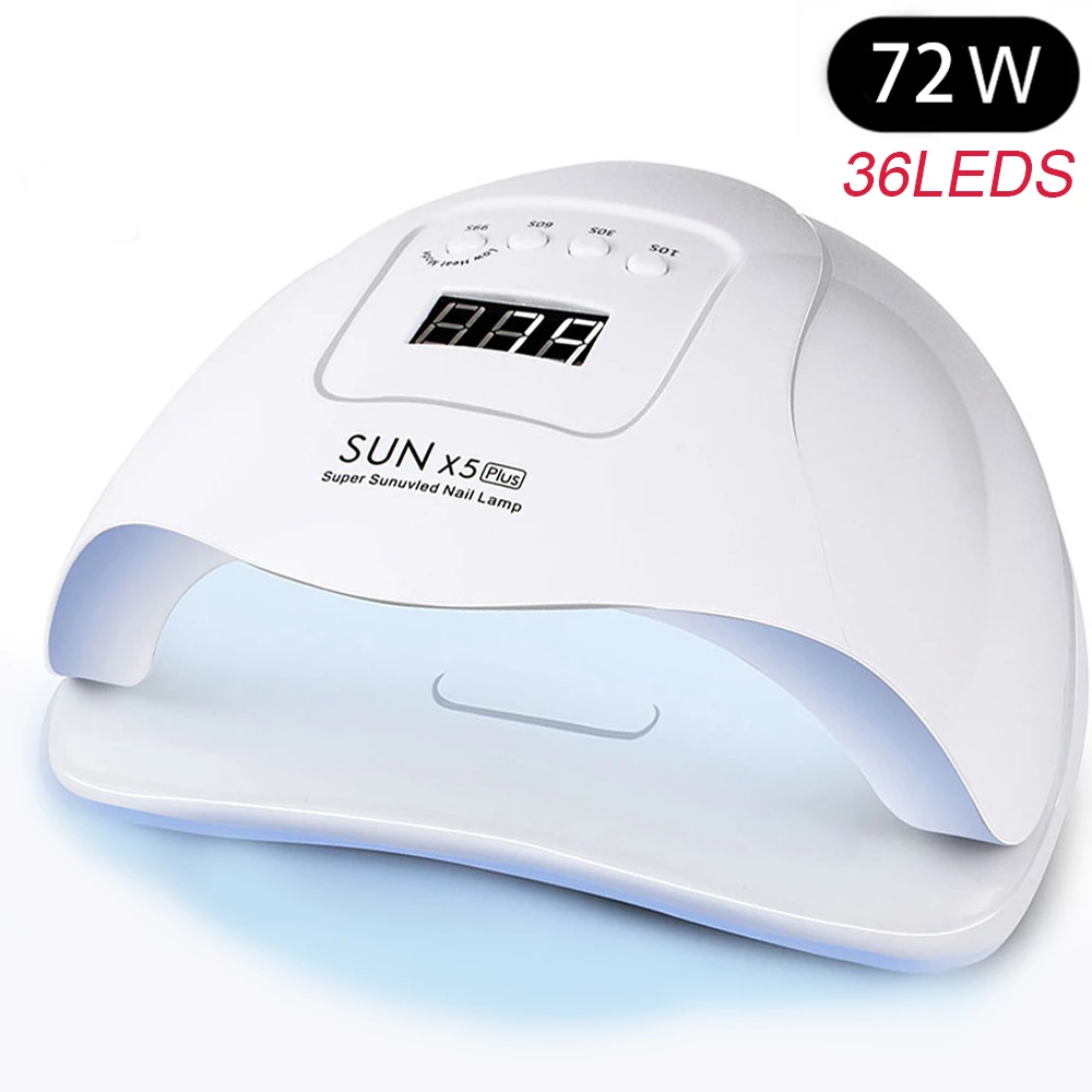 SUN X Plus-lámpara UV LED de 72W para manicura, secador de uñas de Gel, esmalte de uñas, herramientas de manicura con Sensor automático, 36 piezas LED: White / EU