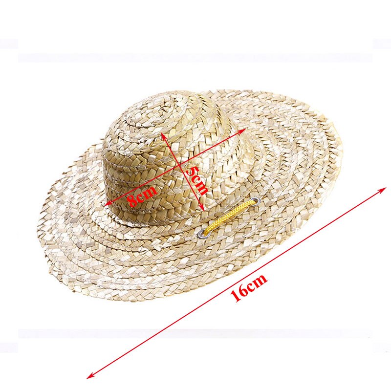 Chapéu de palha para cosplay, moda verão para gato, cachorro, sombrero, feito à mão, de palha, listrado, proteção solar