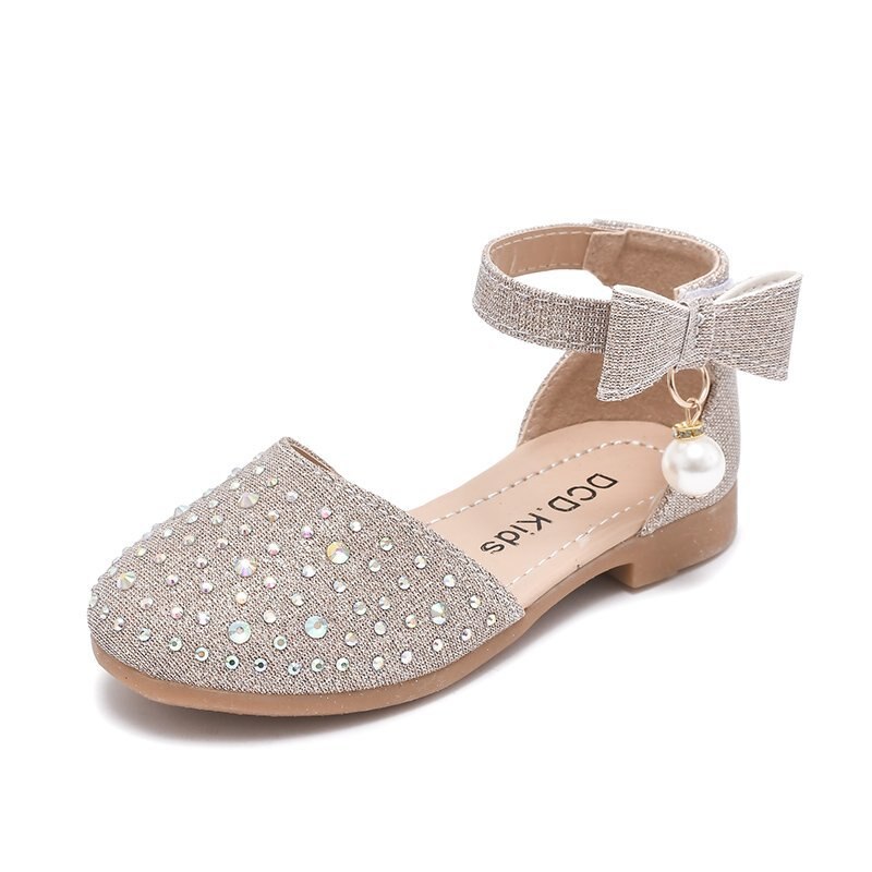 Ulknn Kinderen Leren Schoenen Mode Effen Kleur Sandalen Lente Schoeisel Voor Meisjes Kids Zomer Prinses Partij Schoenen 21-30: Goud / EUR 24 Insole 15CM