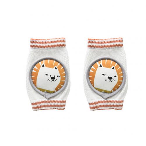2 pcs Safety Baby Knee Pad Kids Safety Protector Crawling Elbow Cushion Infant Toddlers Knee Pad Anti-slip Winter Leg Warmers: Orange Lion