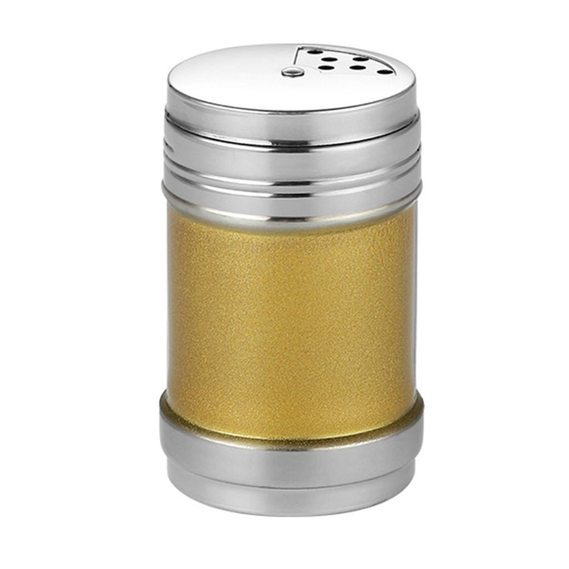 Runde Gewürz Shaker Gläser Edelstahl Würze Gewürz Glas mit Deckel Gewürz Menage Salz Lagerung Container Küche: Gold