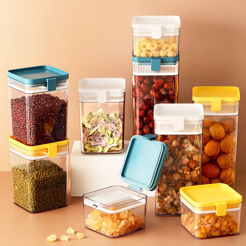 Food Container Plastic Transparent Moisture-Proof Storage Tank Kitchen Refrigerator Fresh-Keeping Box Grain Storage Can