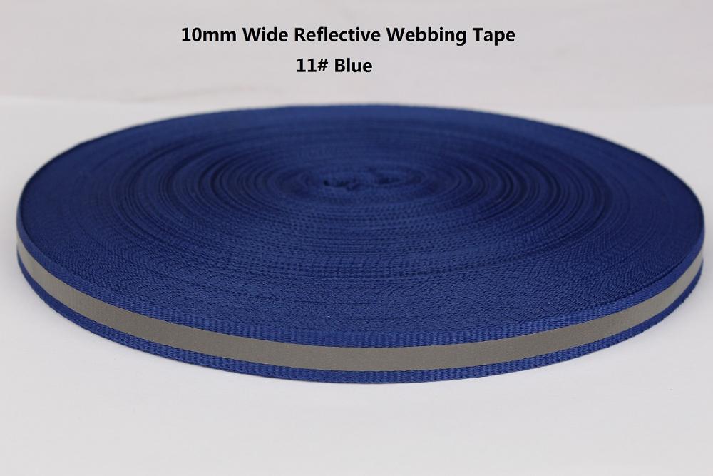 10mm breed reflecterende lint singels voor veilig product garment tassen schoenen DIY riem zwart grijs orange rood blauw groen roze geel: 11 blue