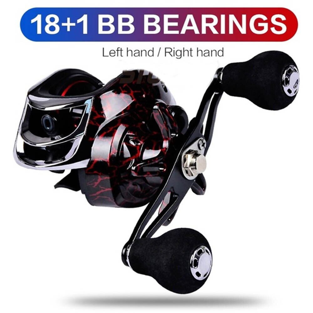 Pêche Baitcasting bobine tout métal bobine 18 + 1BB 10kg/22LB Max glisser Force rapport de vitesse 7.2:1 magnétique métal coulée pêche bobine: Marron / Gauche main