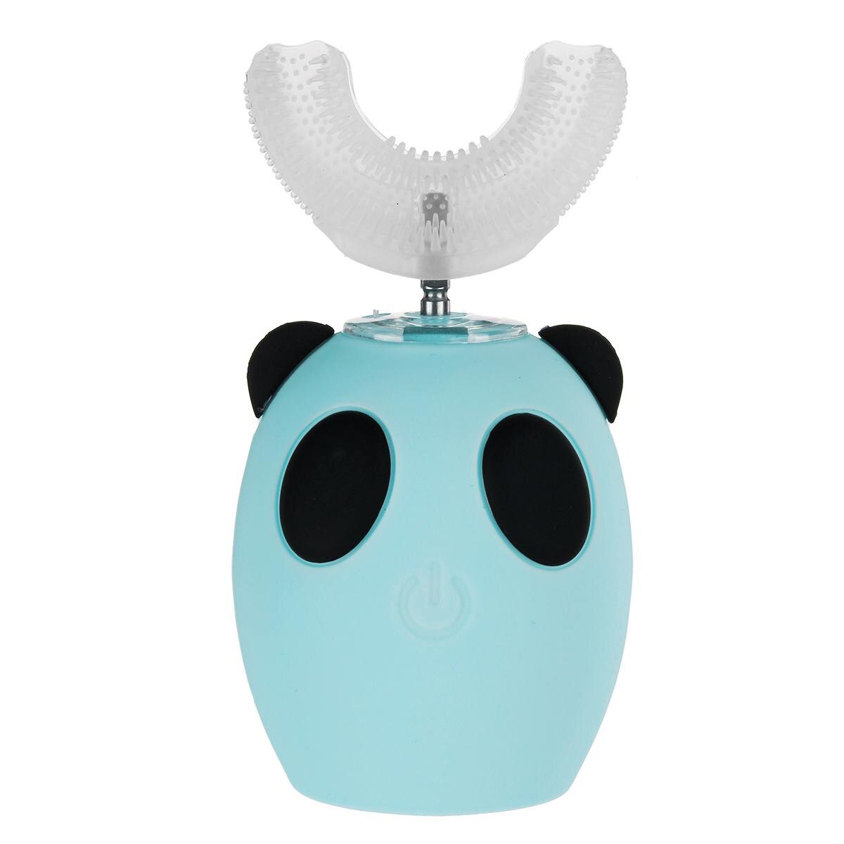 Brosse à dents électrique en forme de U pour enfants de 3 à 7 ans, avec 360 °, automatique, 3 vitesses, blanchiment, nettoyage, ultrasonique: blue