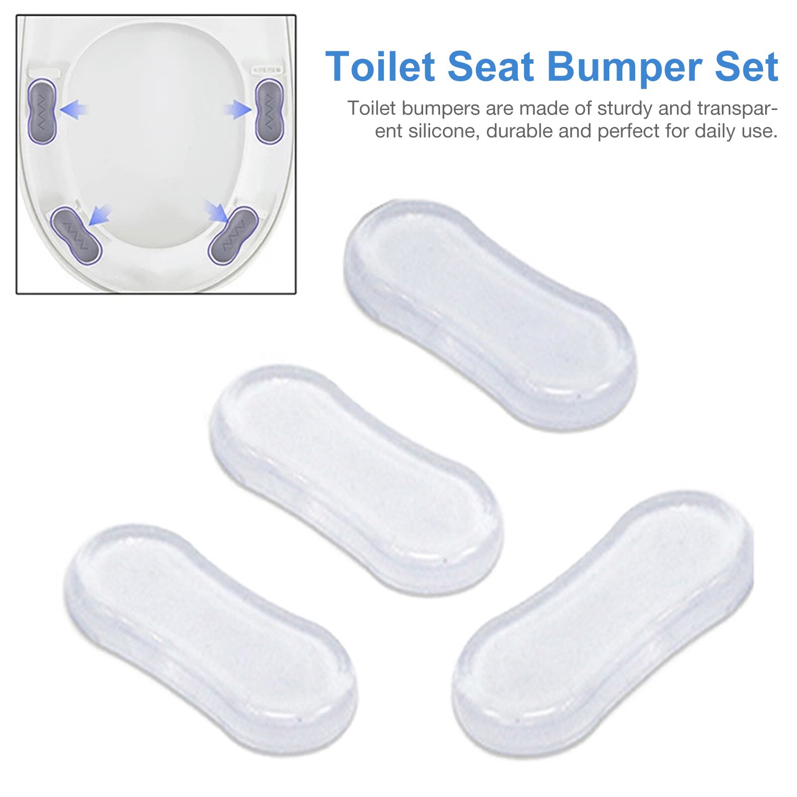 Parachoques de silicona para asiento de inodoro, accesorio transparente de bidé, amortiguador a prueba de golpes y absorción de ruido, cojín de ventosa para inodoro de 4 piezas
