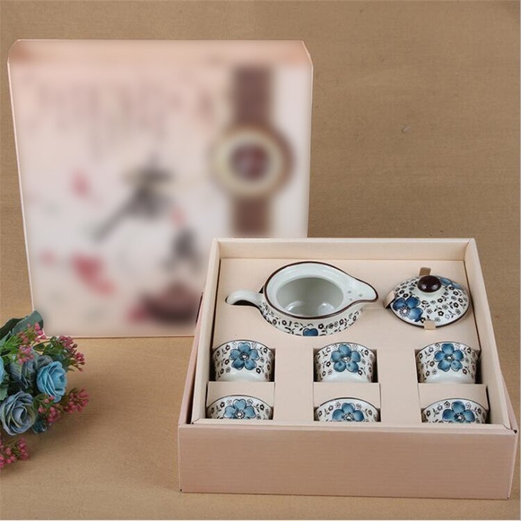 7pcs/lot ceramic tea set set teapot wearing cover cup 7 piece set of business ceramic tea set: A