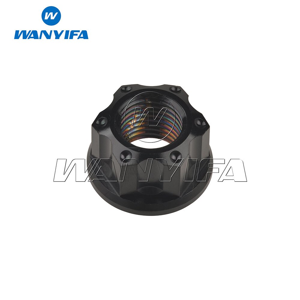 Wanyifa-tuercas de titanio Ti M6 M8 M10, tornillos de tuerca con reborde para accesorios de bicicleta: M10 1.25mm Black