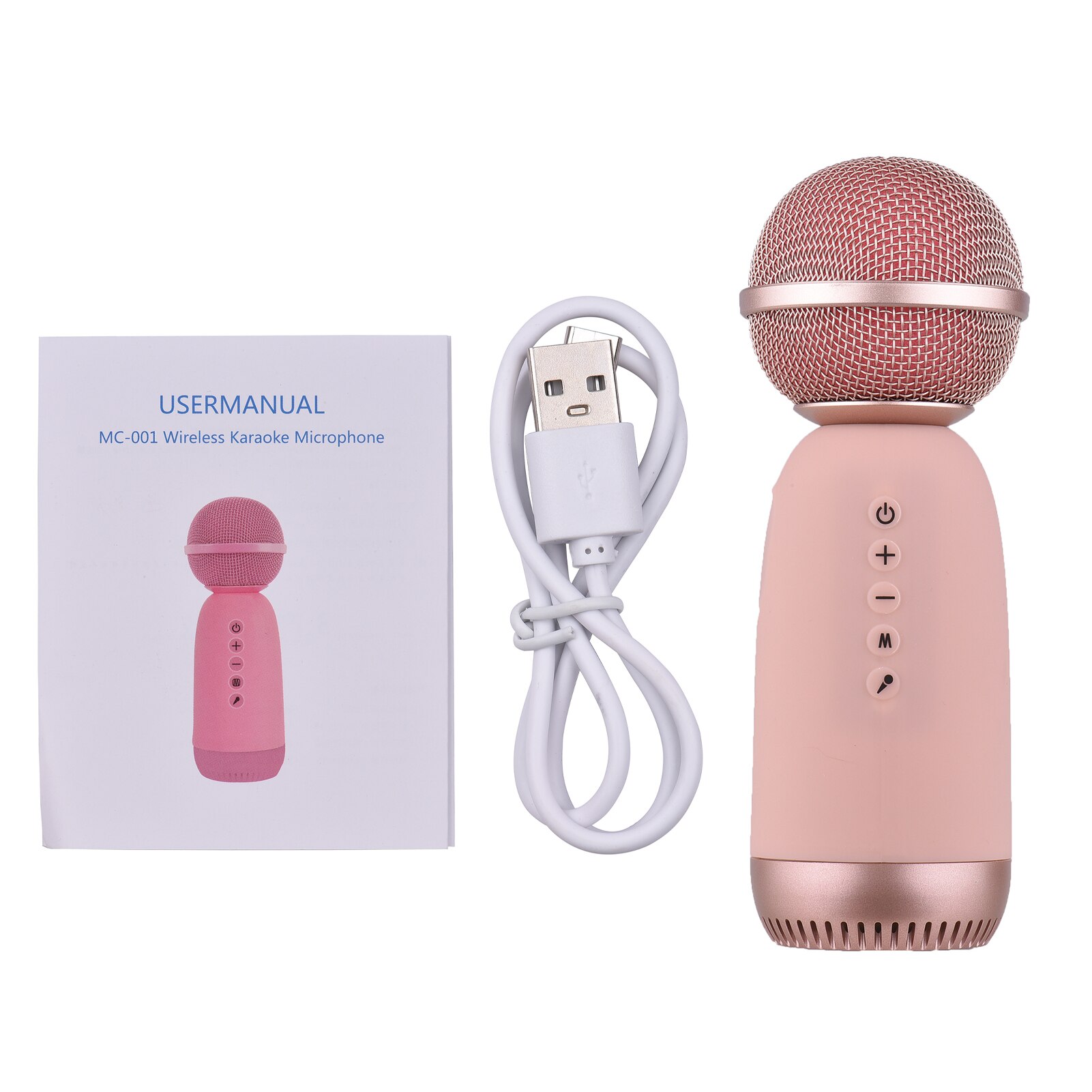 Ammoon-micrófono inalámbrico BT MC-001, dispositivo portátil de Karaoke con altavoz incorporado, Compatible con tableta y teléfono inteligente: Rose gold