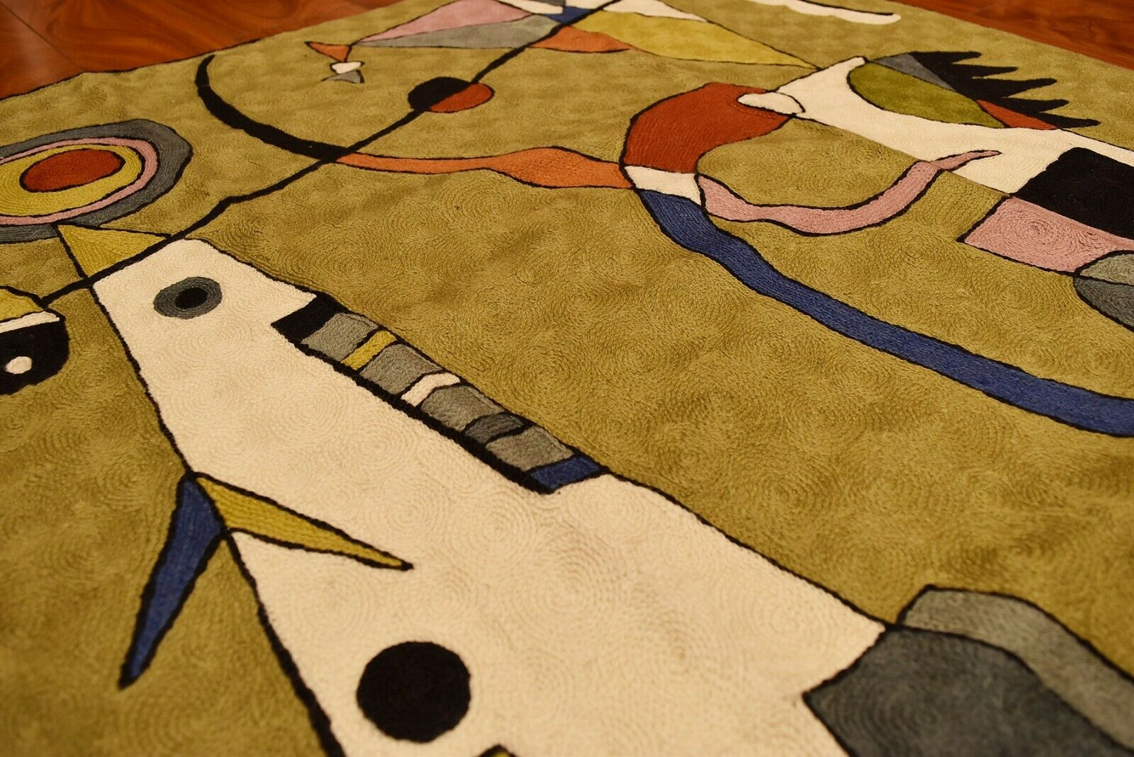 Kandinsky tapis suspendu mural abstrait | Tapis, laine, 3 ftx5ft avion vert