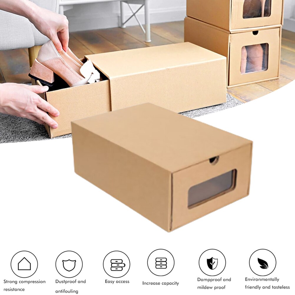 Kraft Paper Storage Box Packaging Box Wedding Party Small Transparent Drawer Shoebox Reusable Drawer Organizers Container: Men