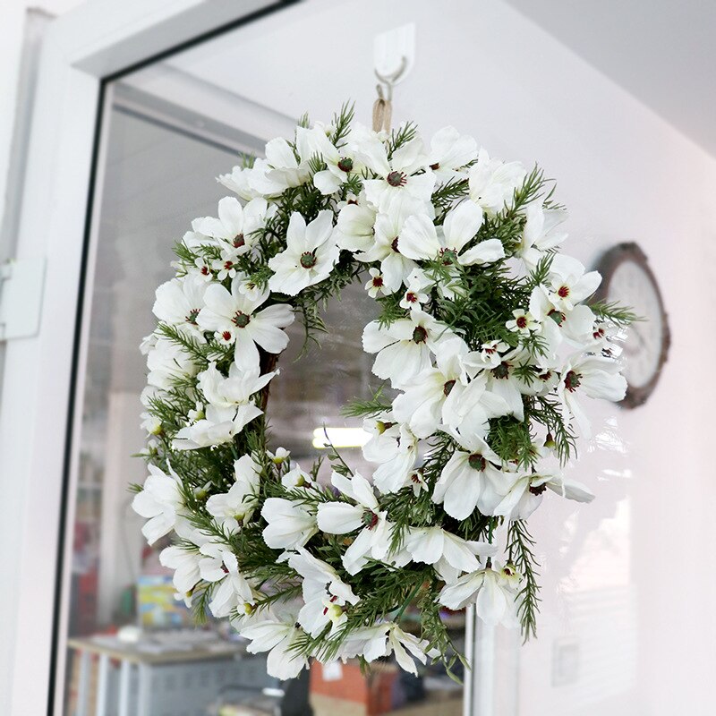 White Flower Wreath for Home Decor Christmas Door Wreath Wedding Garland Decoration Artificial Flowers Home Party decoration