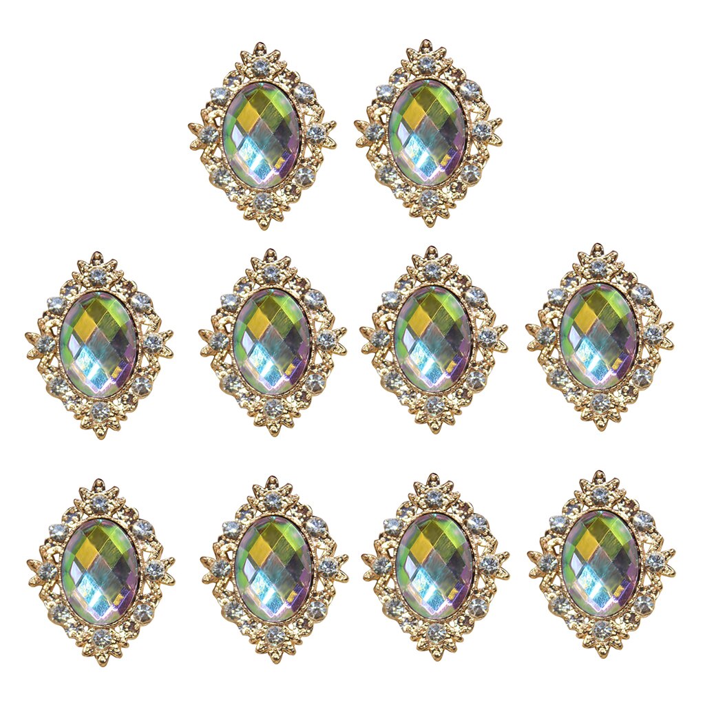 10 Pcs 25 Mm Strass Cabochons Plaksteen Crystal Knoppen Versieringen Bruiloft Sieraden Telefoon Decor Diy Kledingstuk Naaien Acce: AB Color