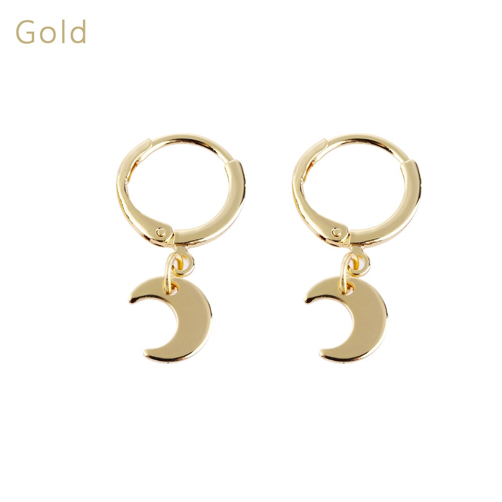 1 Paar Kleine Star Moon Bedels Oorringen Voor Vrouwen Meisjes Oor Piercing Oorbellen Mode Eenvoudige Sieraden Oor Decor: G2