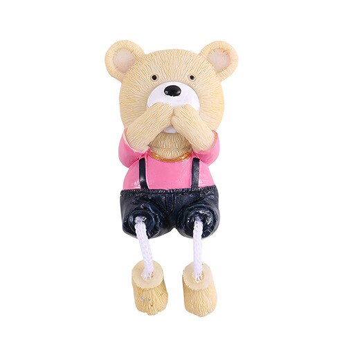 3D de dibujos animados imanes de animales para el refrigerador lindo pasos Flexible oso imanes de nevera de notas de mensajes adhesivas pegatinas de pared: Overalls Bear Pink