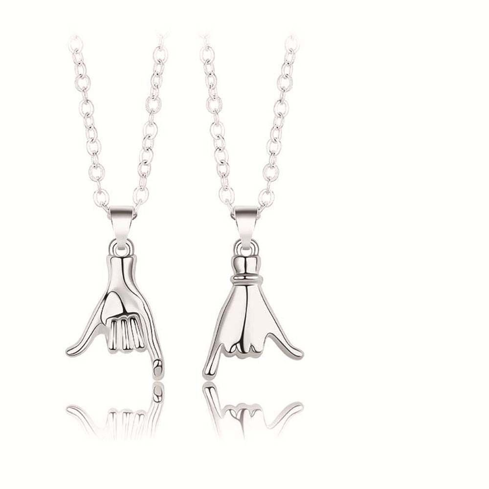 2 Stuks Paar Little Vinger Greep Handen Ketting Bijpassende Lover Promise Magnetische Dolfijn Vriendschap Ketting Valentijnsdag Sieraden: 01