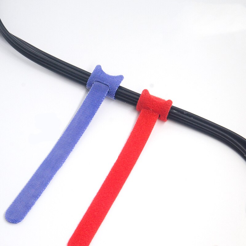 100 Pcs Nylon Herbruikbare T-Type Klittenband Kabelbinder Terug Naar Dubbelzijdig Kabelbinders datakabel Power Organizer