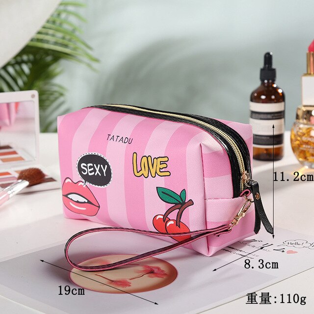 PU Leather Portable Women kosmetyczka z lustrem torby podróżne kosmetyczki organizuj torebkę wodoodporna kosmetyczka: B3