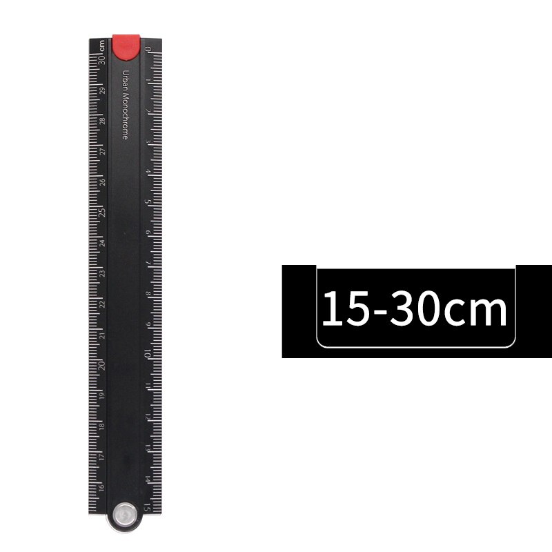Kokuyo-Regla plegable de aluminio monocromática urbana, 15cm, 30cm, ángulo recto, papelería japonesa, suministros escolares de oficina, F336: Black