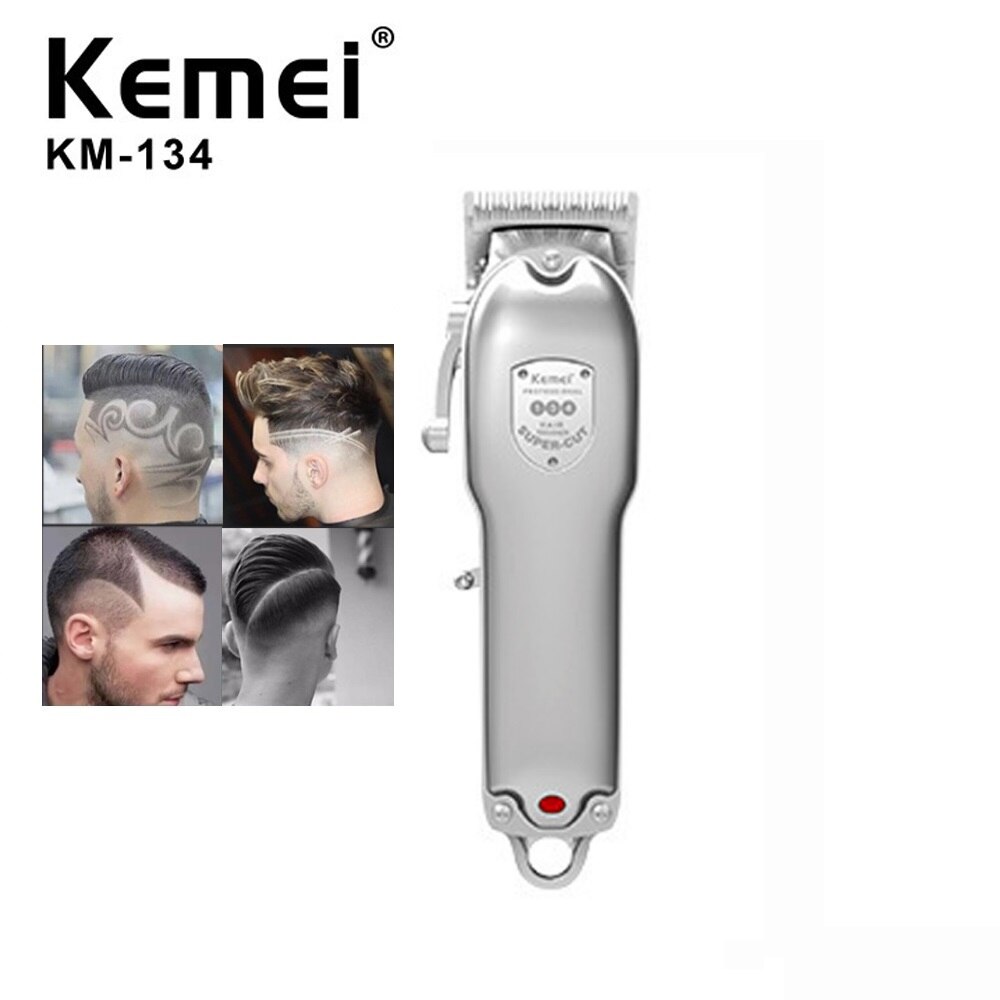 Mænds elektriske hårklippere klipper trådløse klipper voksne barbermaskiner hårtrimmere hjørne barbermaskine frisør kemei: Km -134 sølv