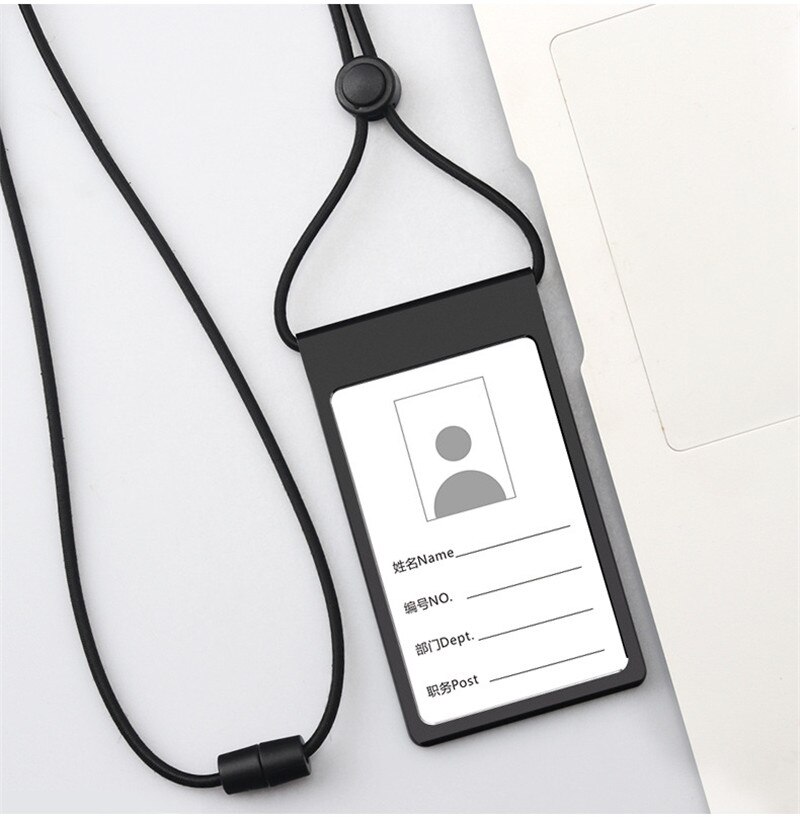 Busskortshållare i aluminiumlegering anställd studentnamn id-kort täcka med lanyard metall arbete certifikat identitetsmärke