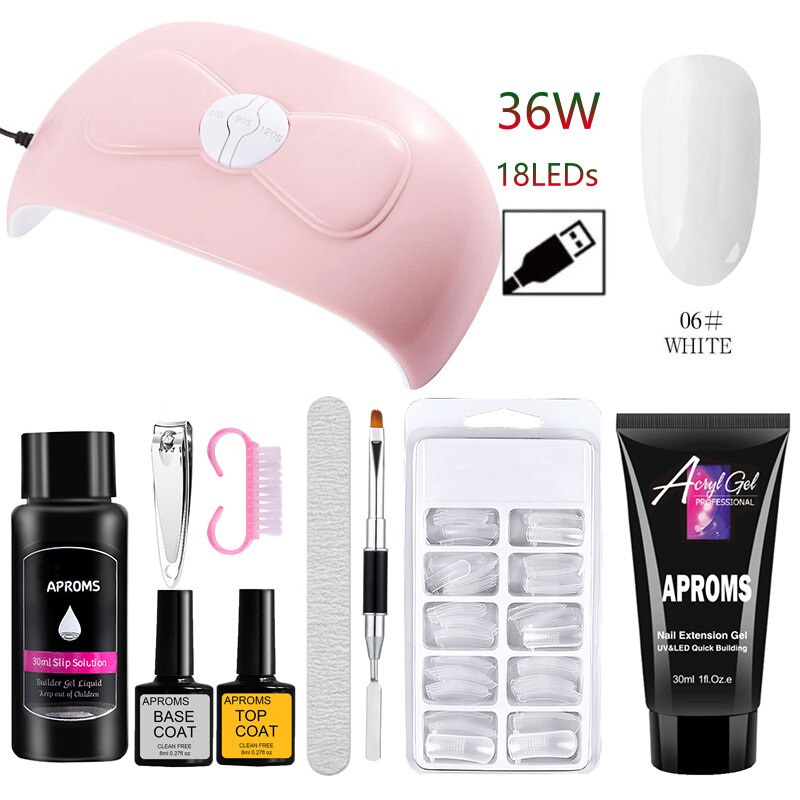 UV LED Nagel Lampe Poly Nagel Gel Erweiterung Nagel einstellen 30ML Poly Nagel Gel UV Nagel Gel Baumeister Manikübetreffend einstellen Salon Nagel Trockner Nagel Bausatz: Poly Gel 6 X2 einstellen