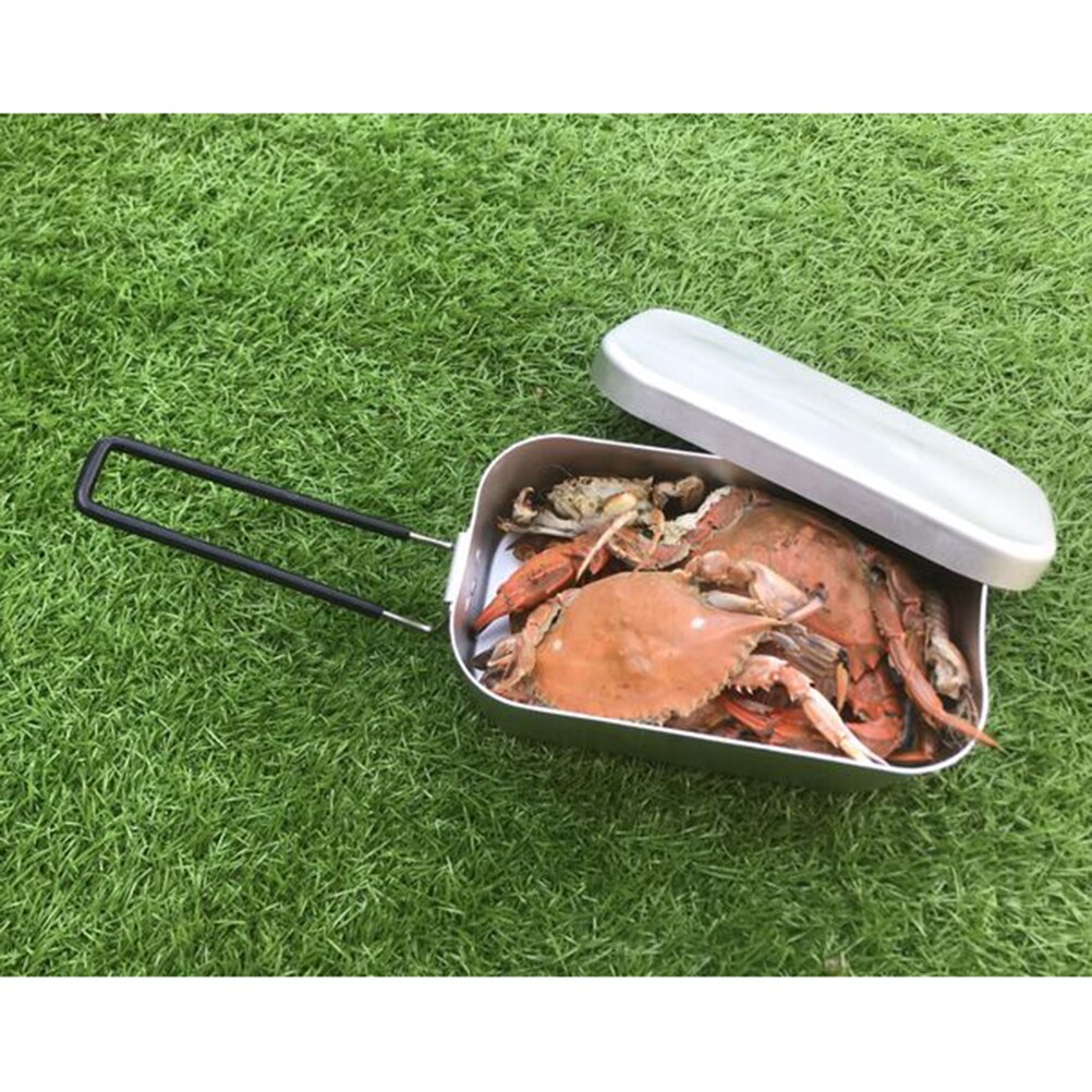 Lattina di alluminio pranzo scatola con Coperchio Contenitore di Alimento Pranzo Gavetta per Interni Esterni di Campeggio di picnic (Argento)