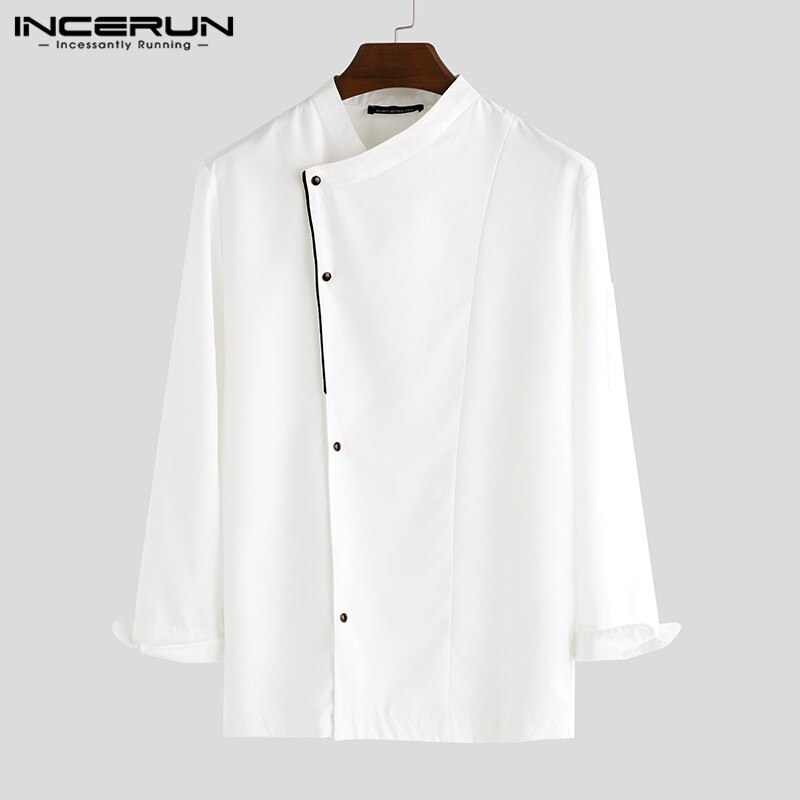 Menn kokk uniform langermet single breasted kjøkken mat service topper kjeledress catering restaurant kokk menn klær incerun 5xl: Hvit / 5xl