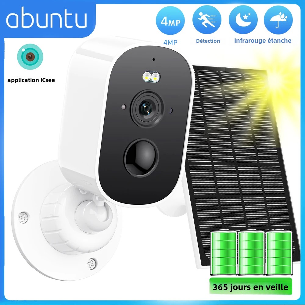 4MP 2K HD caméra solaire sans fil Wifi extérieur 4800mAh batterie WiFi caméra de sécurité IP66 étanche PIR détection humaine ICSEE APP