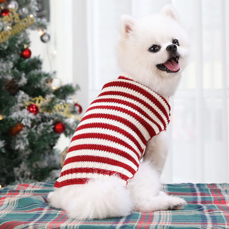 Hond Trui Kerst Rood Wit Gestreepte Honden Puppy Kitten Katten Pet Winter Warm Gebreide Jas Trui: B / Xl