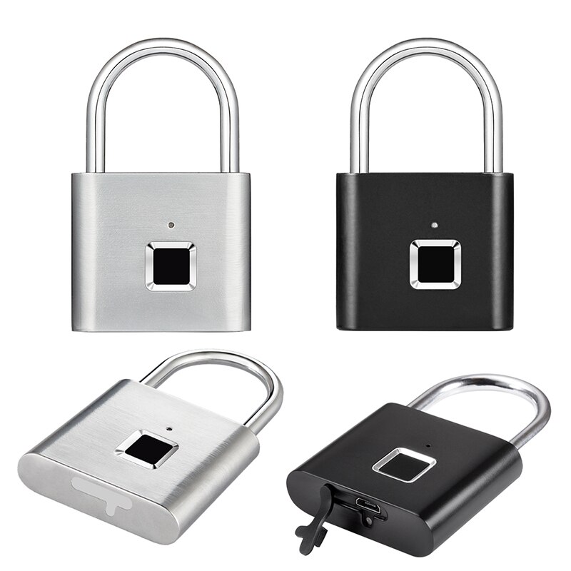 Smart Biometric Thumbprint Door Padlocks Rechargeable Door Lock Fingerprint Smart Padlock USB Keyless Quick Unlock