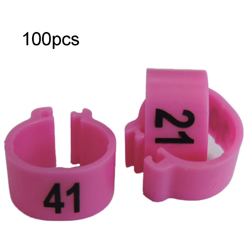 100 Pcs Number Recognition Bird Foot Ring Species Identify Dove Bands Training Rings Pet Bird Label Sign for Pigeon Dove: Pink