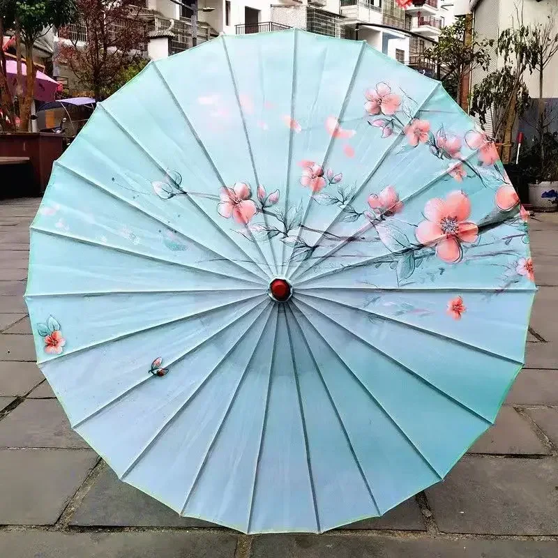 Adult Oil Paper Umbrella Chinese Style Rainproof Decoration Craft Hanfu Dance Photo Parasol Women's Umbrella Girls Cosplay Prop: Pink