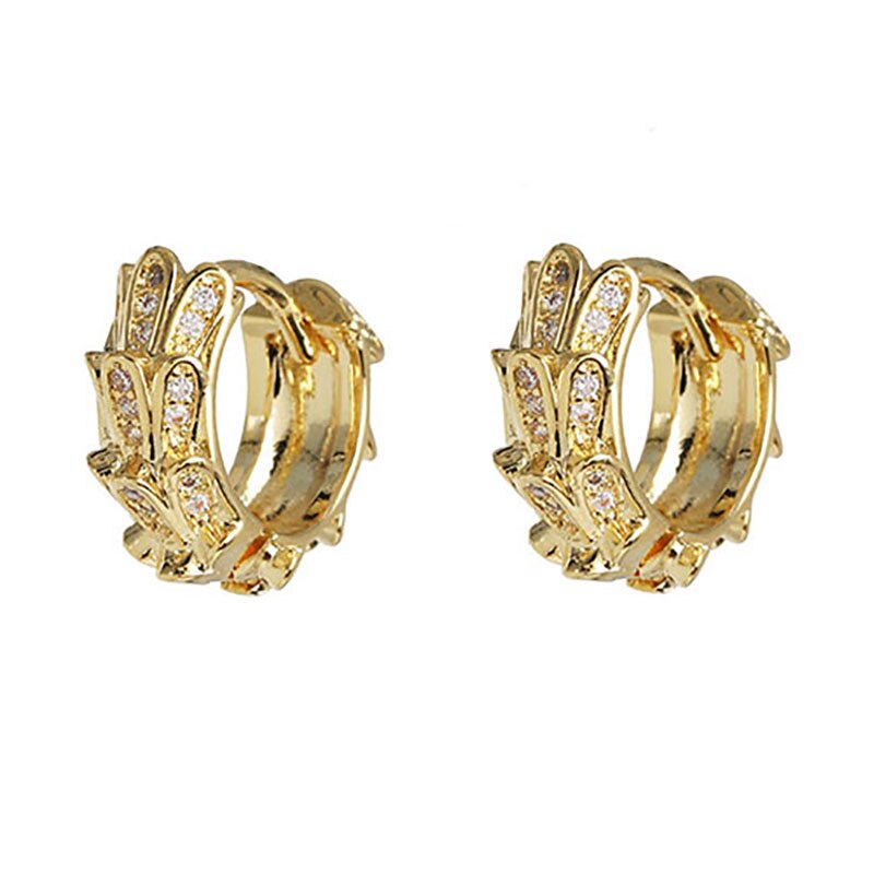 ZHINI Gold Ear Clip Small Earrings for Women Luxury Crystal Zircon Stud Earring ar Cuff Jewelry Party
