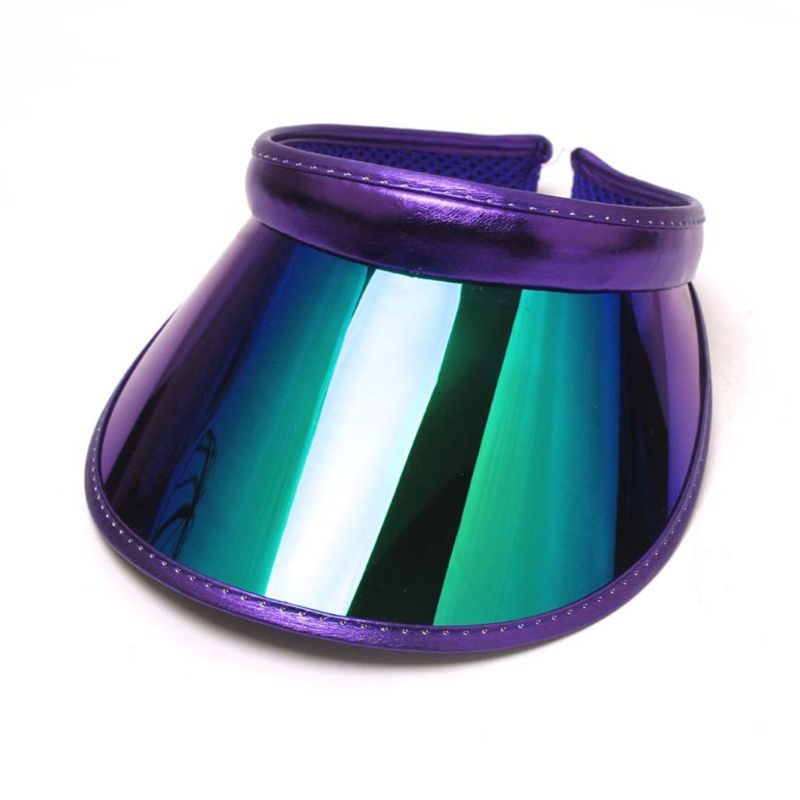 Women Men Hologram Rainbow Wide Brim Sun Visors Hat Topless Sunglasses UV Protection Plastic Panel Sportswear Clip-On Summer Cap: DP
