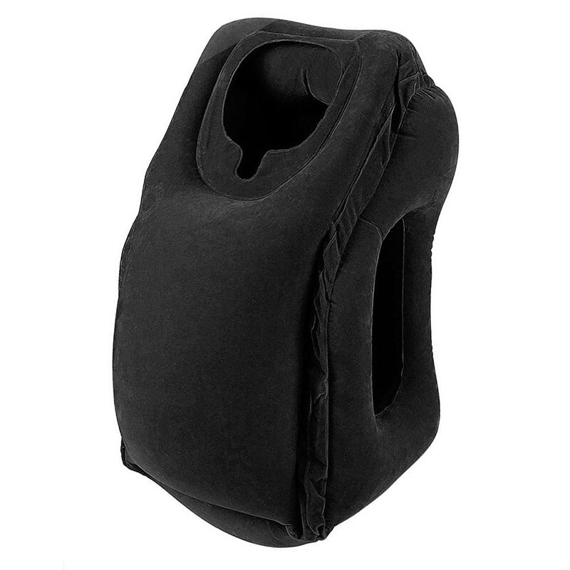 Oreiller de voyage gonflable Portable, repose tête et cou, oreiller de vol pour avion, voiture, Bus, Train, bureau, sieste, coussin de soutien du dos: Black
