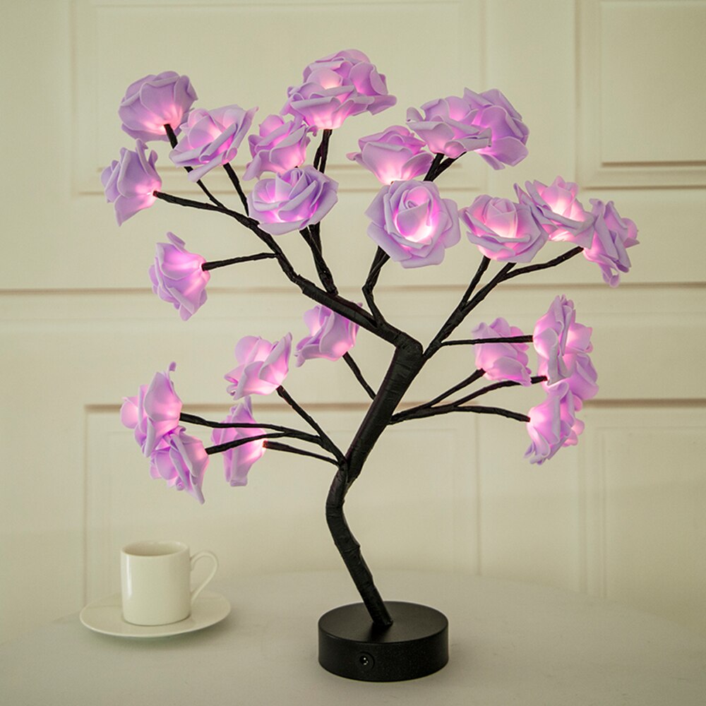 LED Simulation Lamp Rose Flower Tree Shape USB Port Battery Powered Decorative LED Garden Party Desktop Decor Light: 05