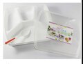 3/4/5 Grids Lunch Box Wheat Straw Food Storage Container For Kids Portable Office Microwave Oven Bento Box Dishes And Cutlery: 4 grids white