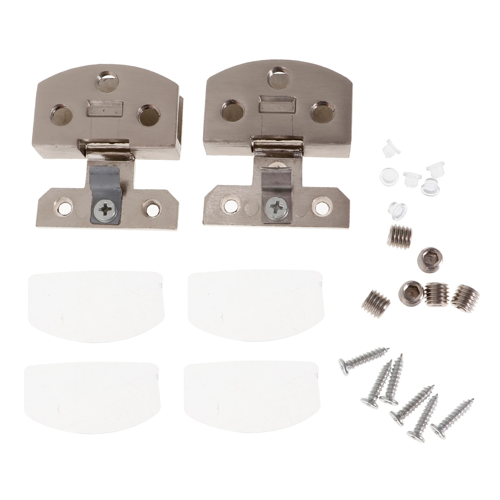 2Pcs Glass Door Hinge Display Cabinet Hinges Swivel Cupboard Hinges Plate Hardware