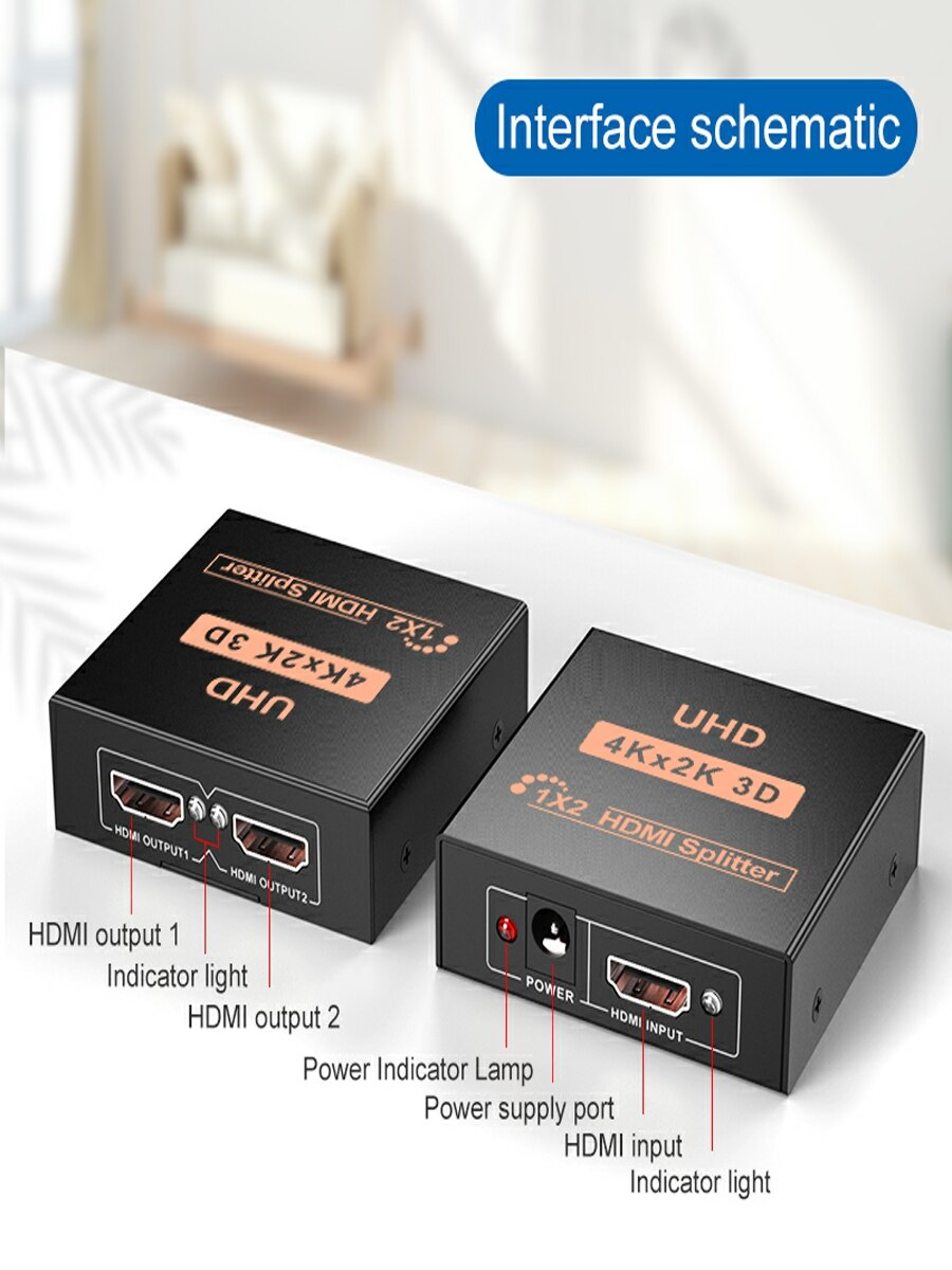 HDMI ONE INPUT TWO OUTPUT Splitter Support 4K * 2K