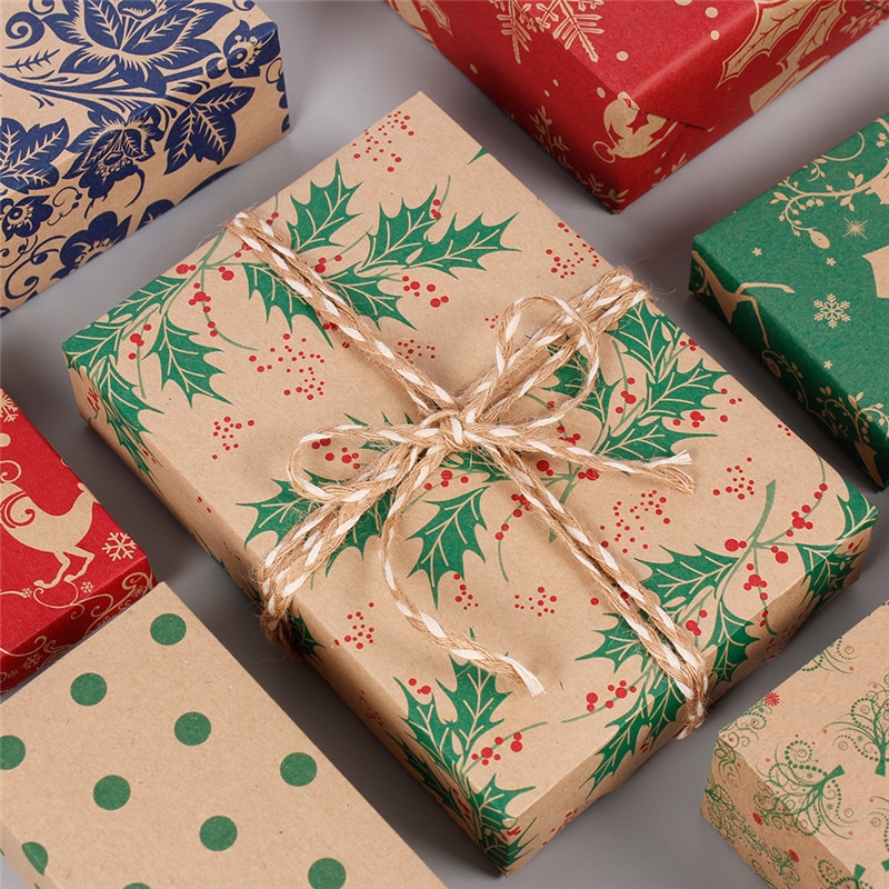 50*70Cm Kerst Wikkelen Kraftpapier Box Kerst Bruiloft Groene Decoratie Candy Cupcake Box Verpakking Papier tassen