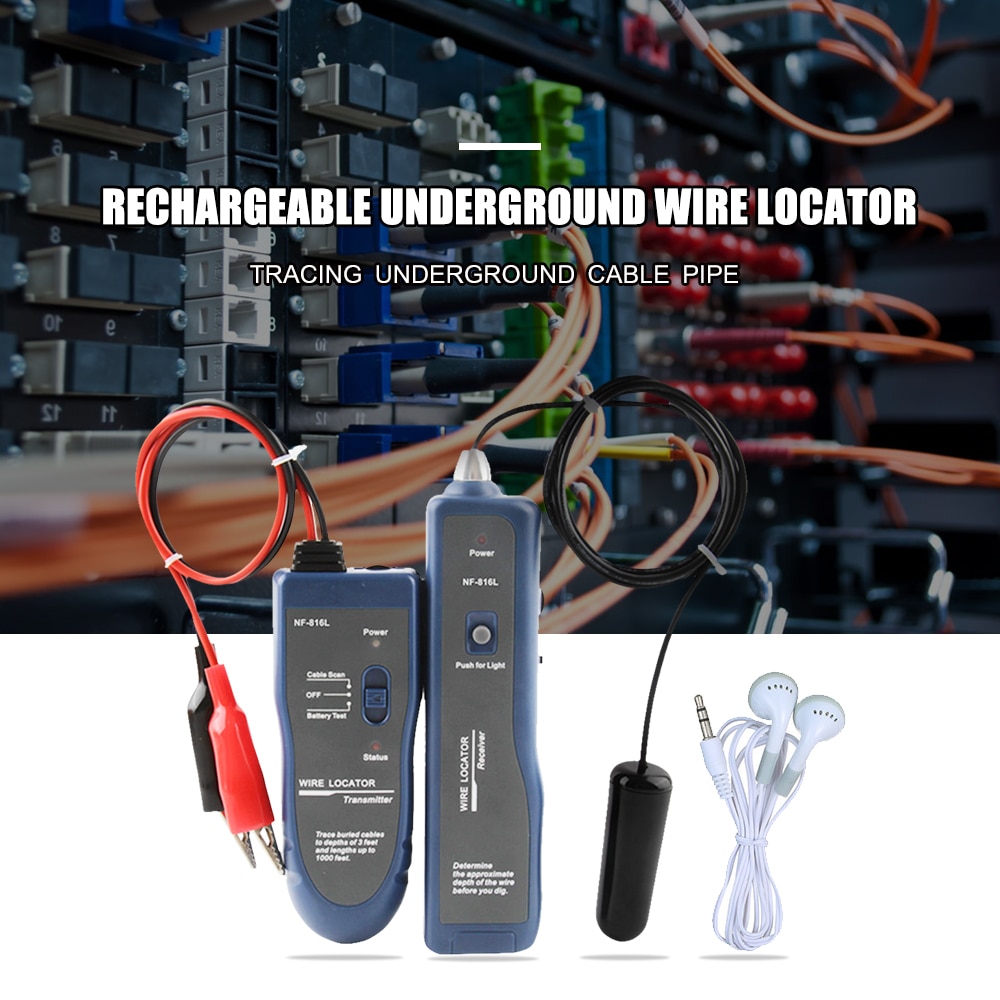 Underjordisk ledningsfinder nf -816l underjordisk kabeldetekteringsinstrument skjult ledningsnet finder genopladelig ledningsfinder