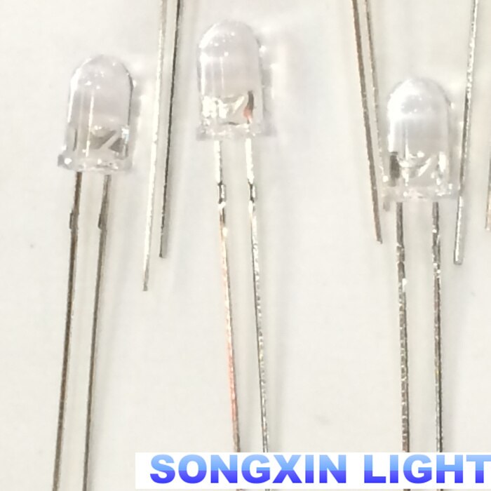 1000 stk. 3mm runde hvide lysdioder superlyse pære-led-lampe 6000-6500k 3.0-3.6v 20ma 3mm hvide led-dioder