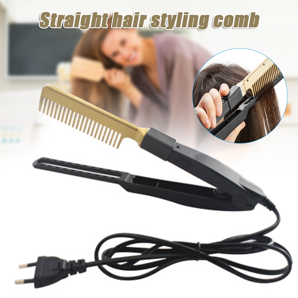 Défriser les cheveux fers plats défriser brosse chaude chauffage peigne cheveux droit Styler ondulation fer à friser cheveux bigoudi peigne