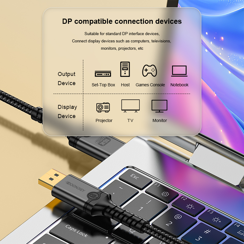 Cable de pantalla de 16K DP 2,1, puerto macho a macho, 8K @ 120Hz, 4K @ 240Hz, 80Gbps, HDR, vídeo, Audio, pantalla, Cable para TV, portátil, proyecto Xbox