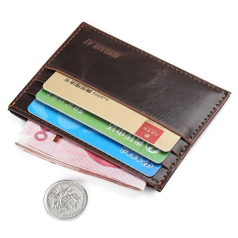 Men Slim Soft Business Credit Card Holder PU Leather Vintage Wallet Retro Texture Mini ID Holders Black Bank Case Purse