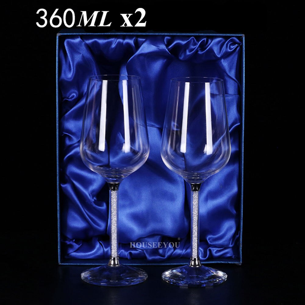HOUSEEYOU ślub lampka robić wina es 360/470ML okulary czara kryształ luksusowe wino na przyjęcie szklany kubek kubek dekoracje prezent projekt pudełka: 2szt 360ml