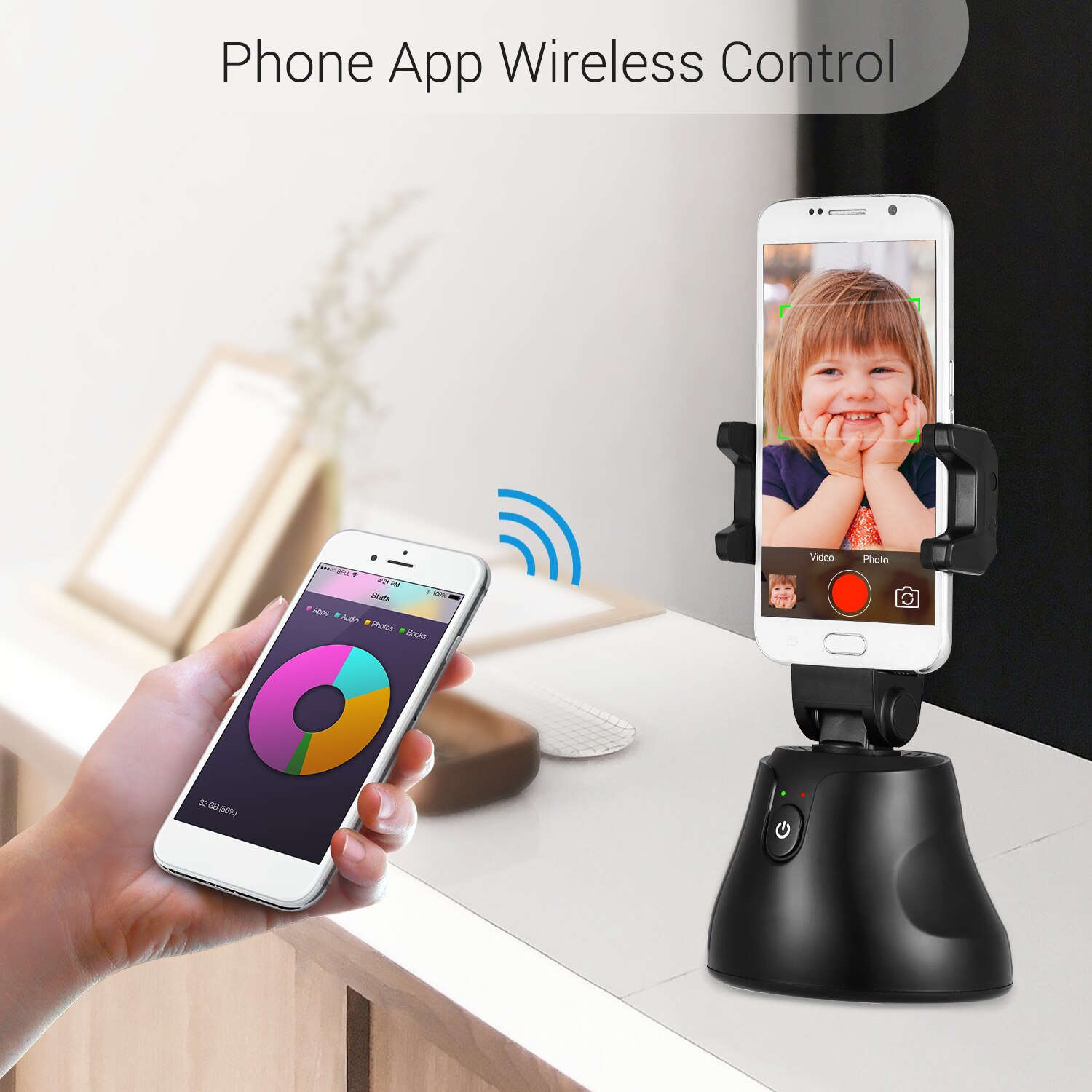 Andoer Smart Selfie Stick Tripod - 360° Auto Face Object Tracking - WiFi Enabled - Portable for Vlogging
