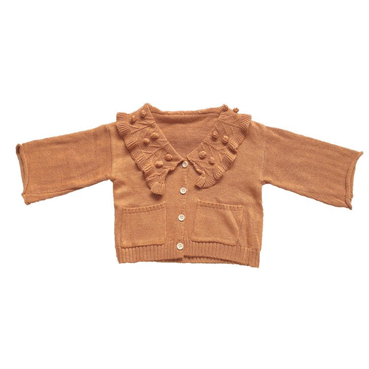 Meisjes Gebreide Vest Herfst Meisjes Revers Gebreide Vest Kinderen Koreaanse Verstoorde Kraag Trui: Oranje / 2T